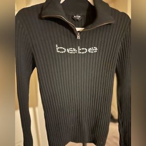 Black Bebe 1/4 Zip Sweater Size: Medium